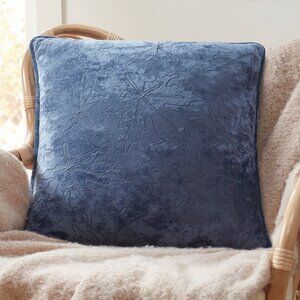 New 18" x 18" Blue Leaves Decorative Pillow Bedding Decor Velvet Fabric Accent S